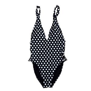 Coana Coana XL Black White Polka Dot One Piece Swimsuit Ruched Side NWT